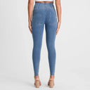 WRUP Denim - High Waisted - Full Length - Light Blue + Yellow Stitching