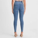 WRUP Denim - High Waisted - Full Length - Light Blue + Yellow Stitching