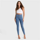 WRUP Denim - High Waisted - Full Length - Light Blue + Yellow Stitching
