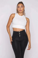 WRUP Denim - High Waisted - Kick Flare - Black + Black Stitching
