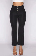 WRUP Denim - High Waisted - Kick Flare - Black + Black Stitching