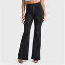 WRUP Denim - High Waisted - Super Flare - Black + Black Stitching