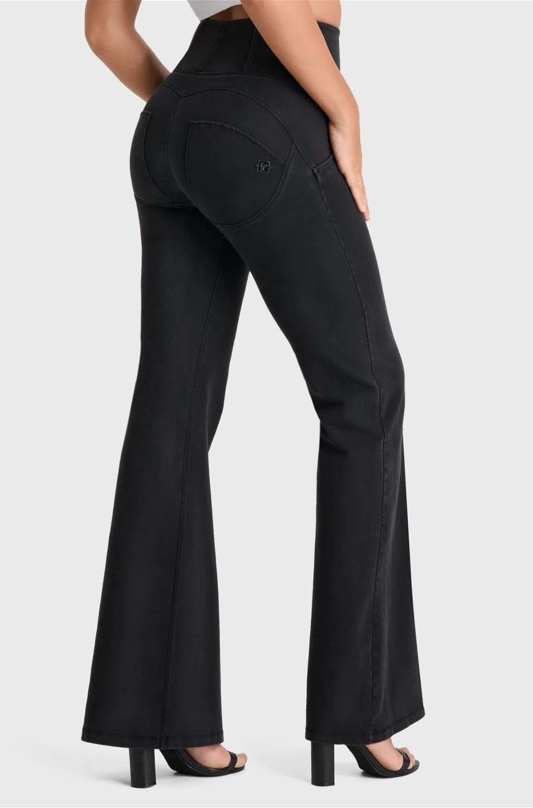 WRUP Denim - High Waisted - Super Flare - Black + Black Stitching