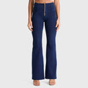 WRUP Denim - High Waisted - Super Flare - Dark Blue + Blue Stitching