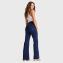 WRUP Denim - High Waisted - Super Flare - Dark Blue + Blue Stitching