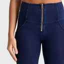 WRUP Denim - High Waisted - Super Flare - Dark Blue + Blue Stitching
