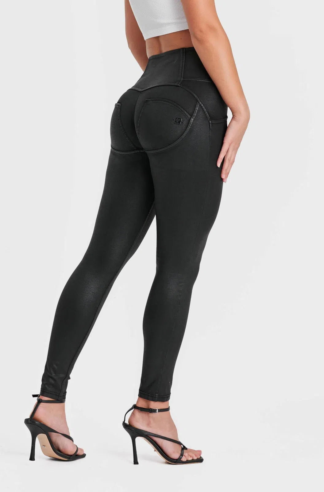 WRUP Denim Limited Edition - High Waisted - Full Length - Coated Black + Black Stitching