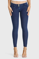WRUP Denim - Low Rise - Petite Length - Dark Blue + Blue Stitching