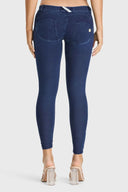WRUP Denim - Low Rise - Petite Length - Dark Blue + Blue Stitching