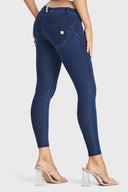 WRUP Denim - Low Rise - Petite Length - Dark Blue + Blue Stitching