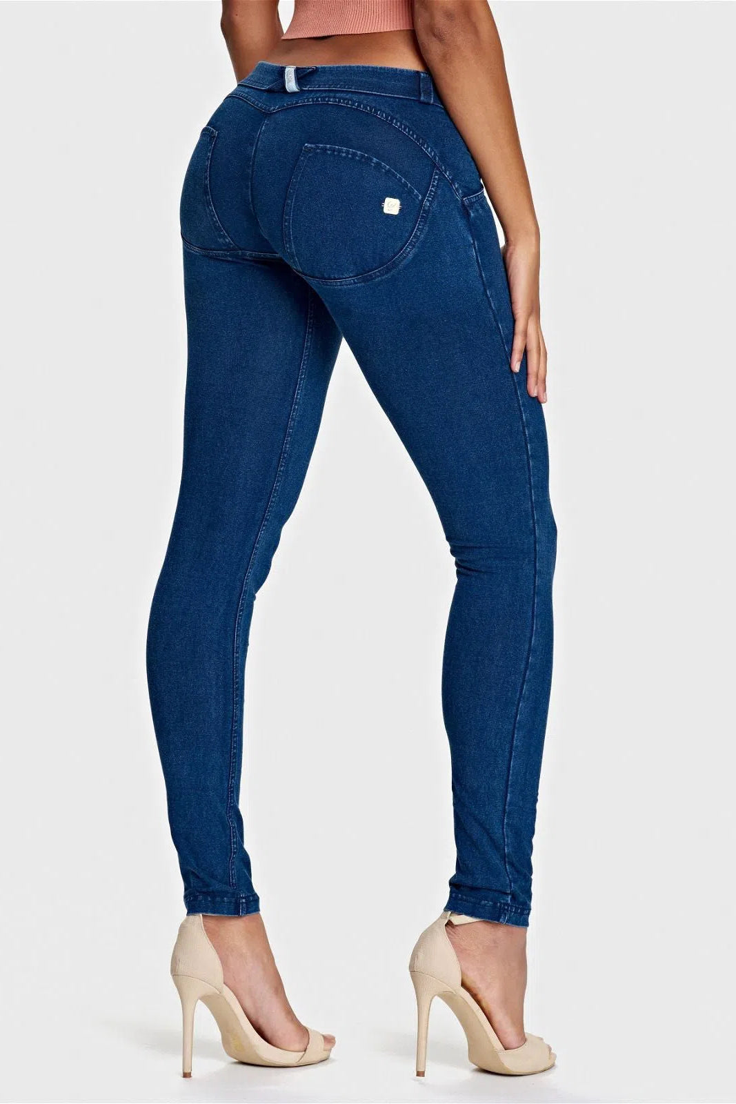WRUP Denim - Low Rise - Full Length - Dark Blue + Blue Stitching 2
