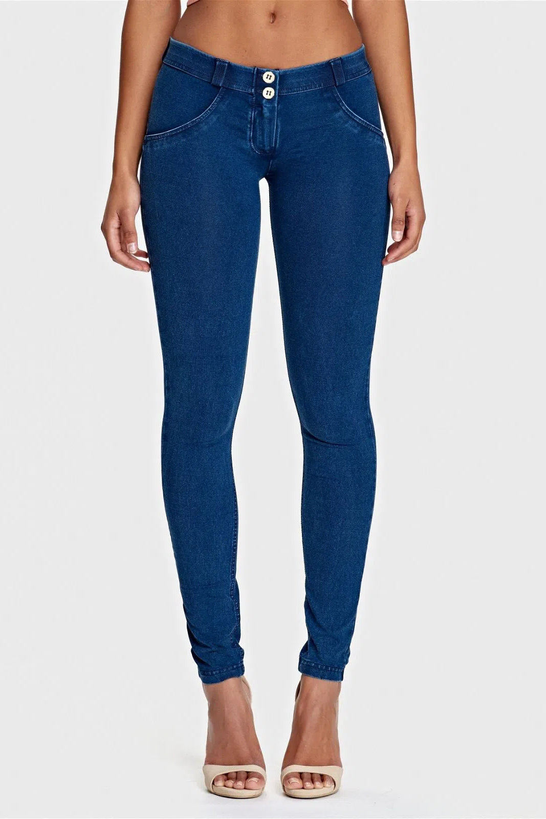 WRUP Denim - Low Rise - Full Length - Dark Blue + Blue Stitching 3