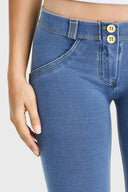 WRUP Denim - Low Rise - Full Length - Light Blue + Yellow Stitching