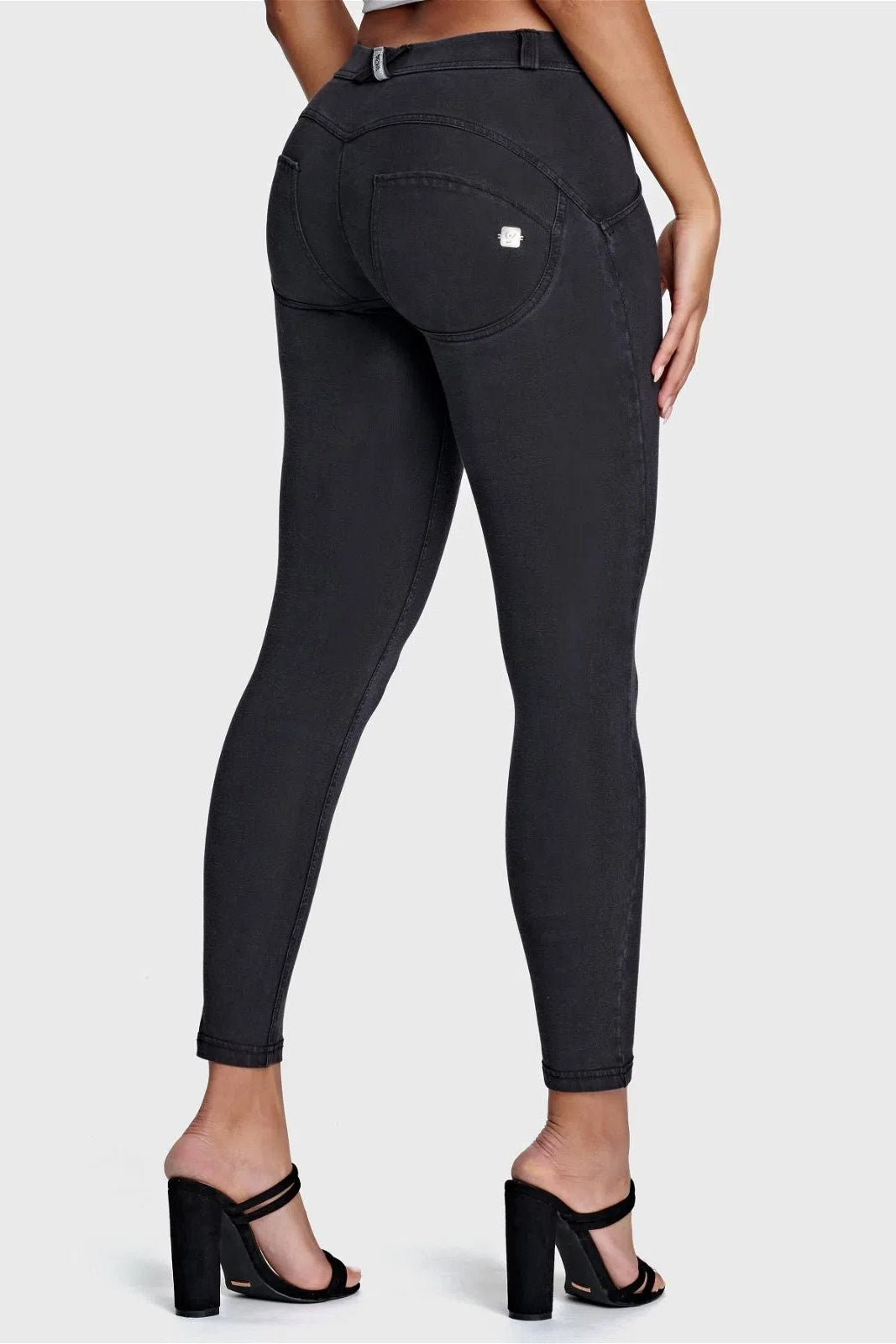 WRUP Denim - Mid Rise - 7/8 Length - Black + Black Stitching 1