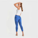 WRUP Denim - Mid Rise - 7/8 Length - Cobalt Blue + Blue Stitching