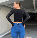 WRUP Denim - Mid Rise - 7/8 Length - Cobalt Blue + Blue Stitching