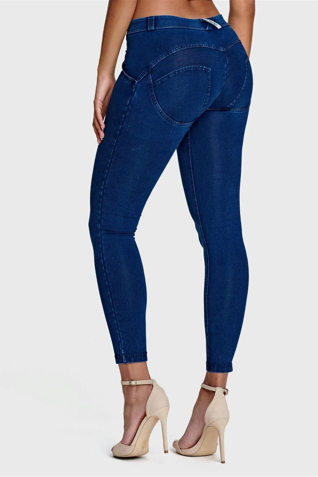 WRUP Denim - Mid Rise - 7/8 Length - Dark Blue + Blue Stitching 3