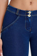 WRUP Denim - Mid Rise - 7/8 Length - Dark Blue + Yellow Stitching