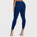 WRUP Denim - Mid Rise - 7/8 Length - Dark Blue + Yellow Stitching