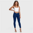 WRUP Denim - Mid Rise - 7/8 Length - Dark Blue + Yellow Stitching