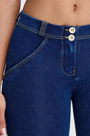 WRUP Denim - Mid Rise - 7/8 Length - Dark Blue + Yellow Stitching