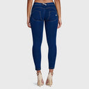 WRUP Denim - Mid Rise - 7/8 Length - Dark Blue + Yellow Stitching