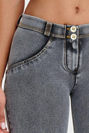 WRUP Denim - Mid Rise - 7/8 Length - Grey + Yellow Stitching