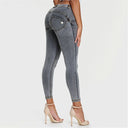 WRUP Denim - Mid Rise - 7/8 Length - Grey + Yellow Stitching