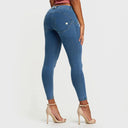 WRUP Denim - Mid Rise - 7/8 Length - Light Blue + Yellow Stitching