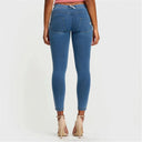 WRUP Denim - Mid Rise - 7/8 Length - Light Blue + Yellow Stitching