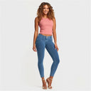 WRUP Denim - Mid Rise - 7/8 Length - Light Blue + Yellow Stitching