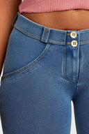 WRUP Denim - Mid Rise - 7/8 Length - Light Blue + Yellow Stitching