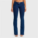 WRUP Denim - Mid Rise - Bell Bottom Flare - Dark Blue + Blue Stitching