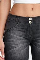 WRUP Denim - Mid Rise - Biker Shorts - Black + Black Stitching