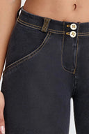 WRUP Denim - Mid Rise - Full Length - Black + Yellow Stitching