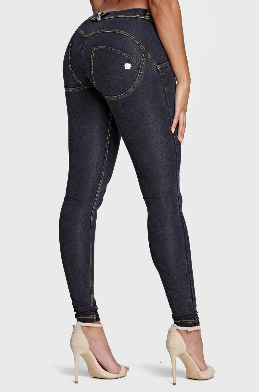 WRUP Denim - Mid Rise - Full Length - Black + Yellow Stitching