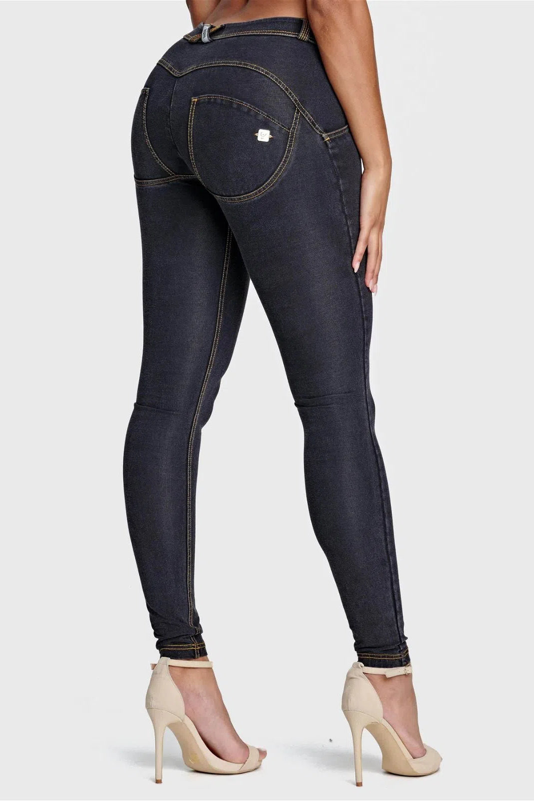 WRUP Denim - Mid Rise - Full Length - Black + Yellow Stitching 1