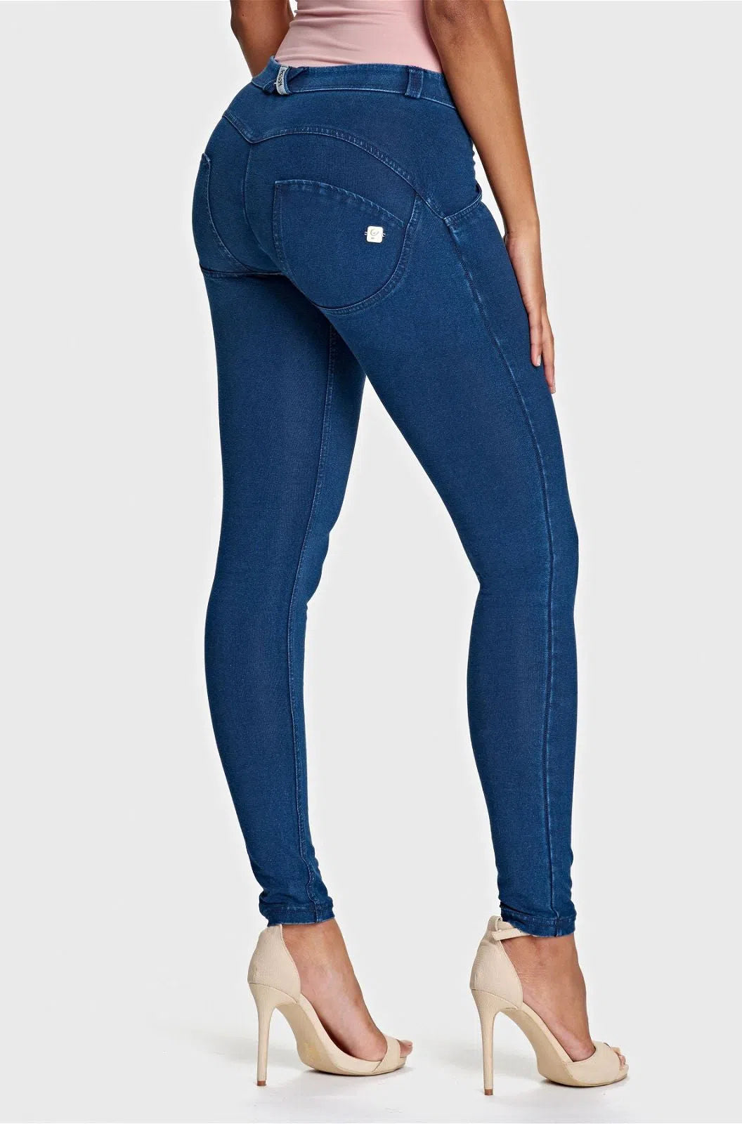 WRUP Denim - Mid Rise - Full Length - Dark Blue + Blue Stitching