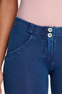 WRUP Denim - Mid Rise - Full Length - Dark Blue + Blue Stitching