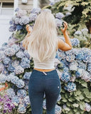 WRUP Denim - Mid Rise - Full Length - Dark Blue + Blue Stitching