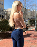 WRUP Denim - Mid Rise - Full Length - Dark Blue + Blue Stitching