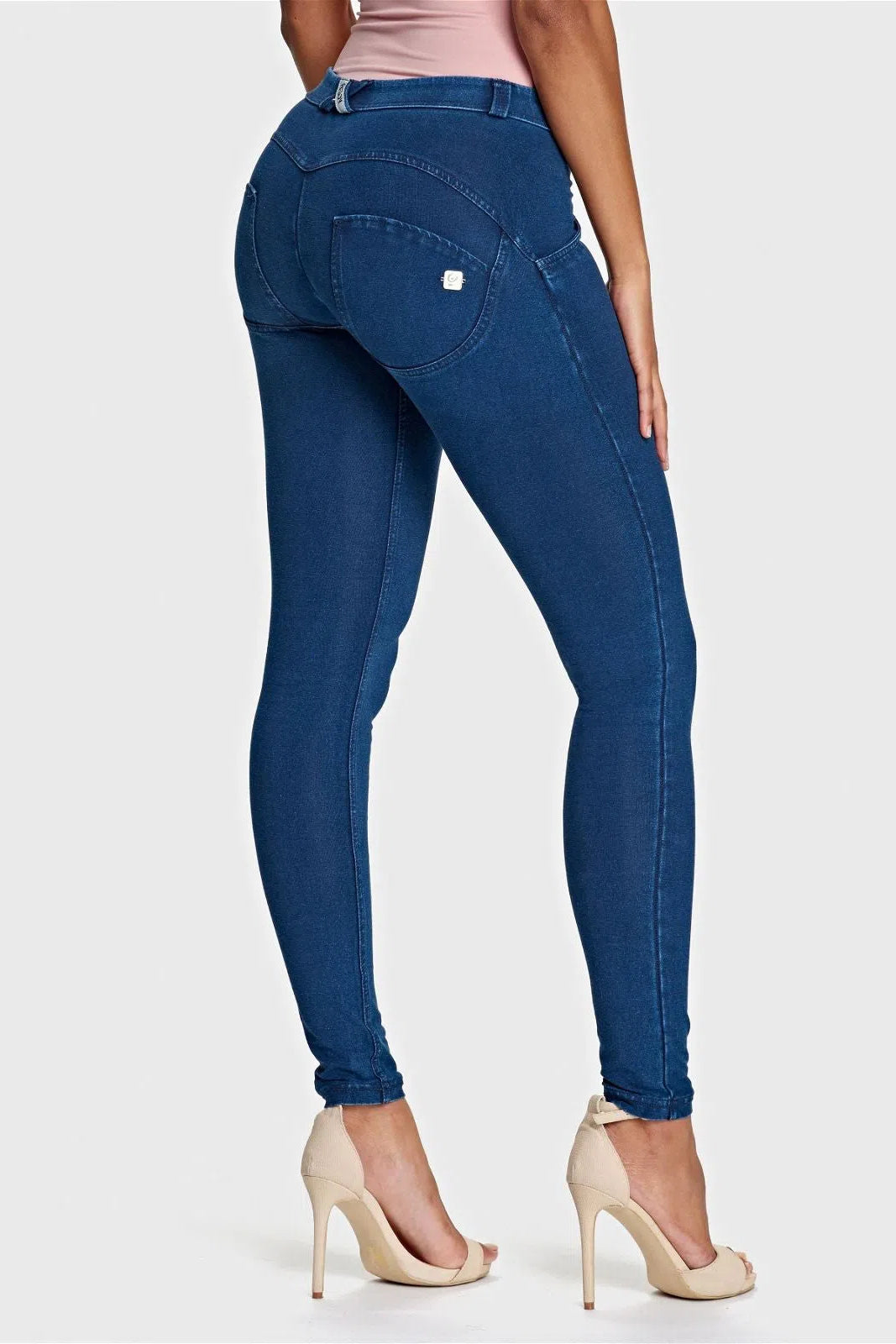 WRUP Denim - Mid Rise - Full Length - Dark Blue + Blue Stitching 1