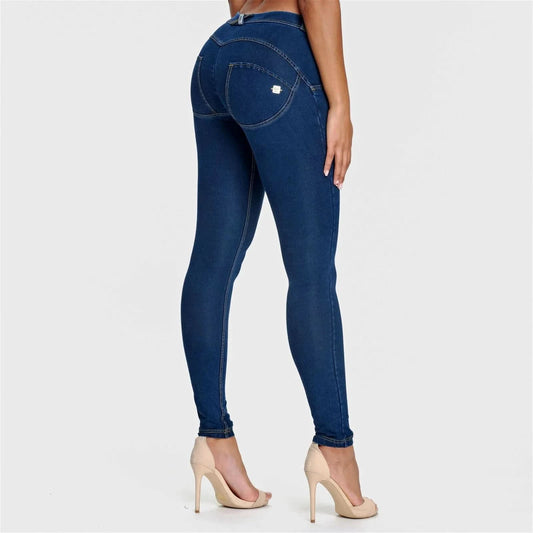 WRUP Denim - Mid Rise - Full Length - Dark Blue + Yellow Stitching