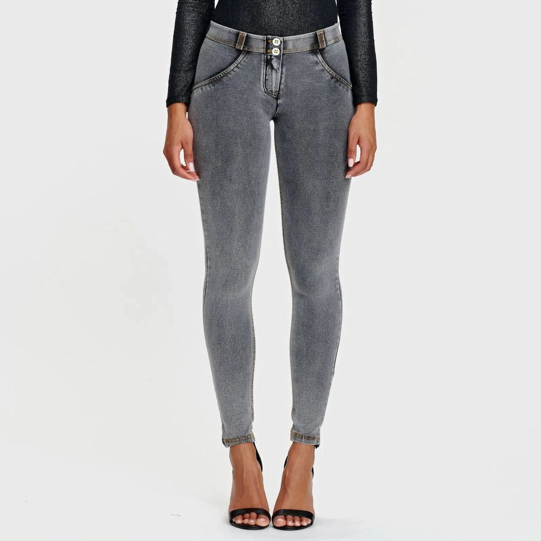 WRUP Denim - Mid Rise - Full Length - Grey + Yellow Stitching