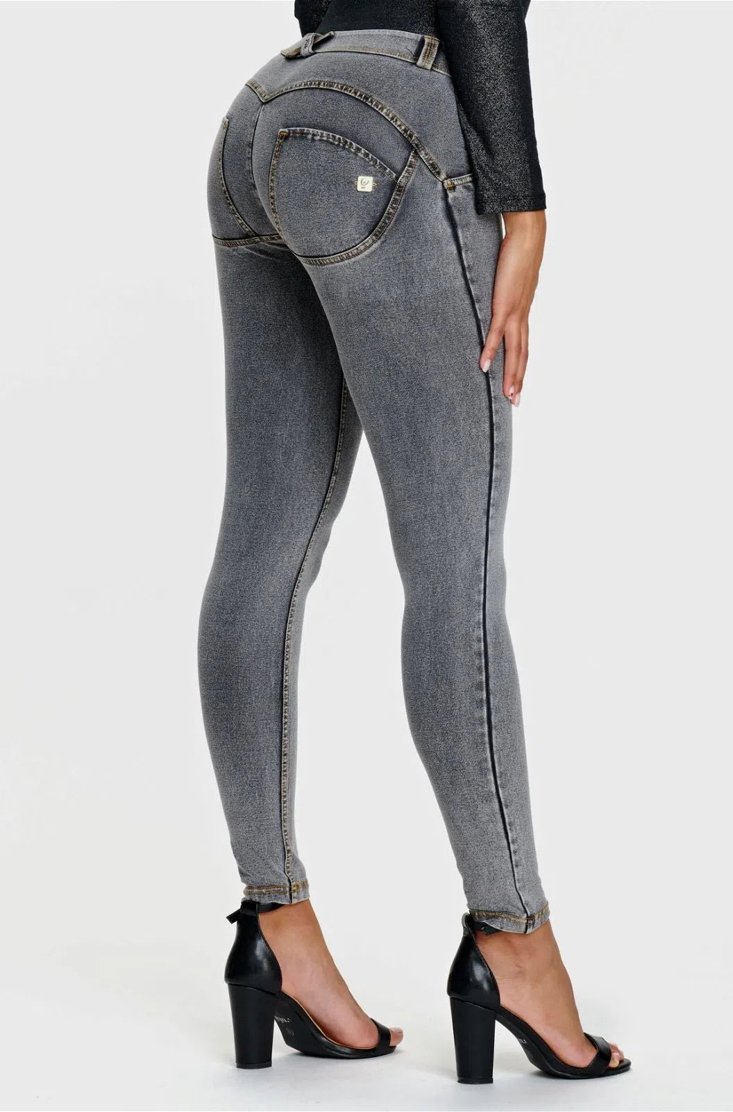 WRUP Denim - Mid Rise - Full Length - Grey + Yellow Stitching
