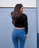 WRUP Denim - Mid Rise - Full Length - Light Blue + Yellow Stitching