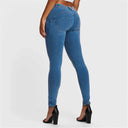 WRUP Denim - Mid Rise - Full Length - Light Blue + Yellow Stitching