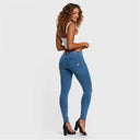 WRUP Denim - Mid Rise - Full Length - Light Blue + Yellow Stitching