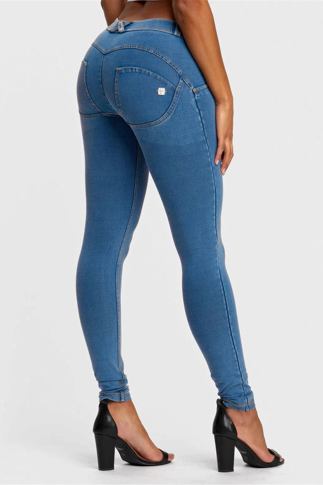 WRUP Denim - Mid Rise - Full Length - Light Blue + Yellow Stitching 3