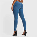 WRUP Denim - Mid Rise - Full Length - Light Blue + Yellow Stitching